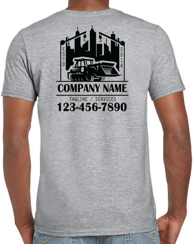 Commercial Construction Bulldozer Company Shirts with back imprint