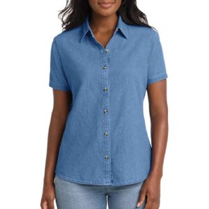 Custom Ladies Short Sleeve Value Denim Shirt