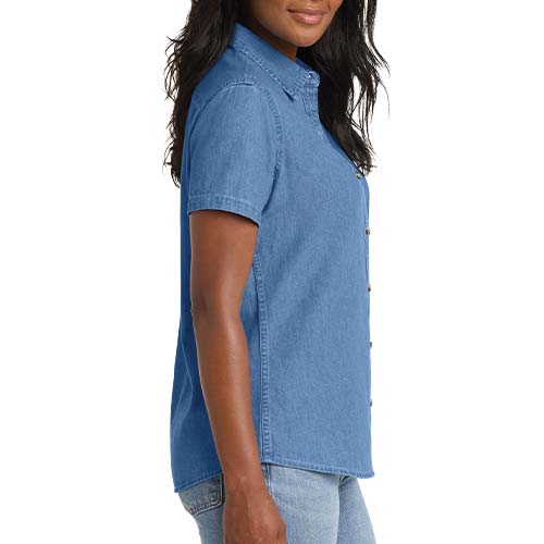 Ladies Short Sleeve Value Denim Shirt - Image 2