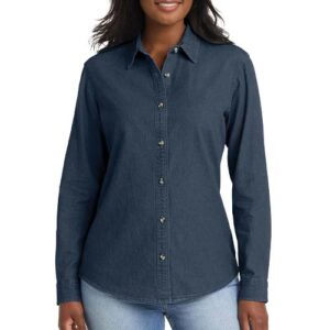 Custom Ladies Long Sleeve Value Denim Shirt