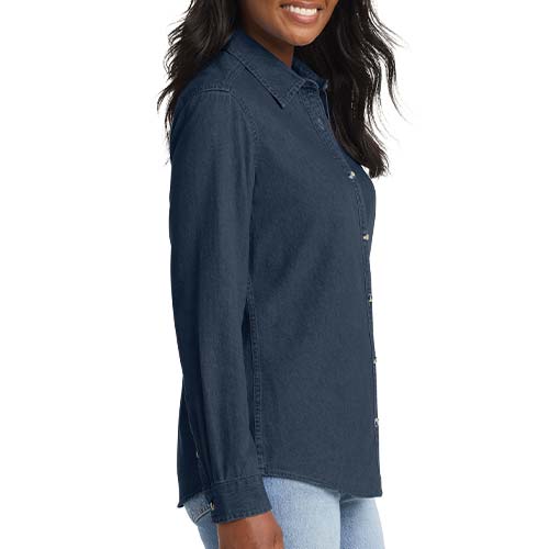 Ladies Long Sleeve Value Denim Shirt - Image 2