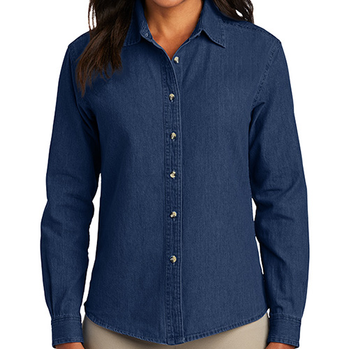 Ladies Long Sleeve Value Denim Shirt without customization