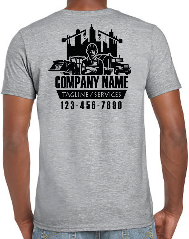 City Construction Worker Company Shirts with back imprint