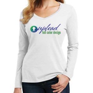 Ladies Long Sleeve V-Neck with full color logo