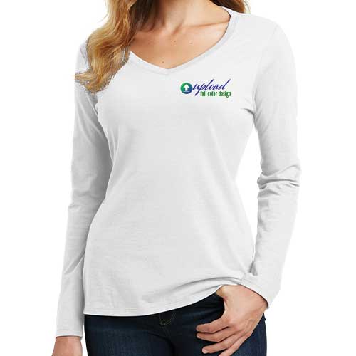 Ladies Long Sleeve V-Neck with full color logo left front imprint