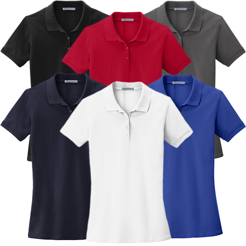 Port Authority EZCotton Ladies Polo in black, red, grey, navy, white and royal
