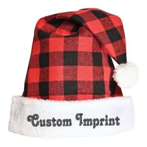 Custom Embroidered Plaid Santa Hats