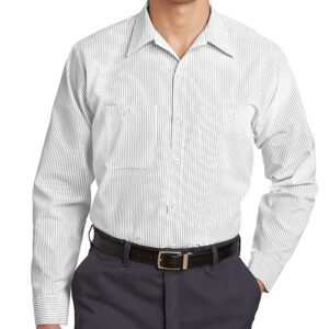 Red Kap Long Sleeve Striped Industrial Work Shirt