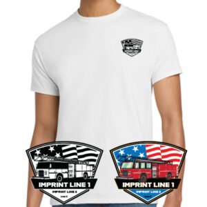 Firefighter T-Shirt with American Flag and Fire Truck