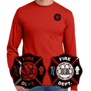 Custom Firefighter Long Sleeve Shirt with Maltese Cross & Helmet Logo options