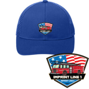 Firefighter Cap with American Flag and Fire Truck Design