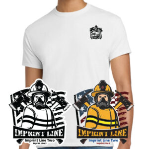 Custom Short Sleeve Firefighter T-Shirt with Fireman and American Flag Logo