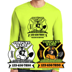 Long Sleeve Fireman Lawn Service Company T-Shirt
