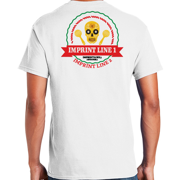 Mexican Restaurant Uniform Tee – Fiesta Skull & Maracas Design