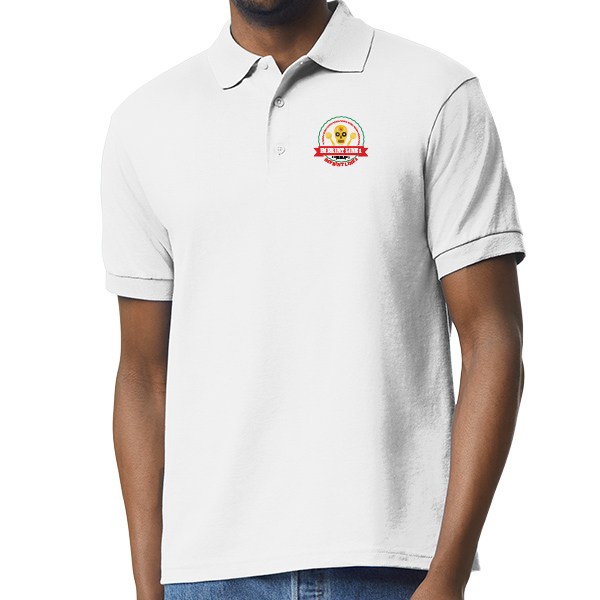 Mexican Restaurant Uniform Polo Tee – Fiesta Skull & Maracas Design